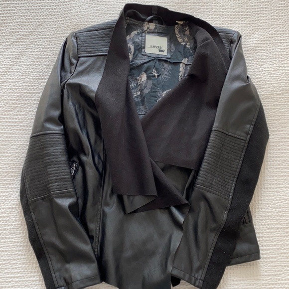 levi’s black faux leather and suede moto jacket - Picture 1 of 6